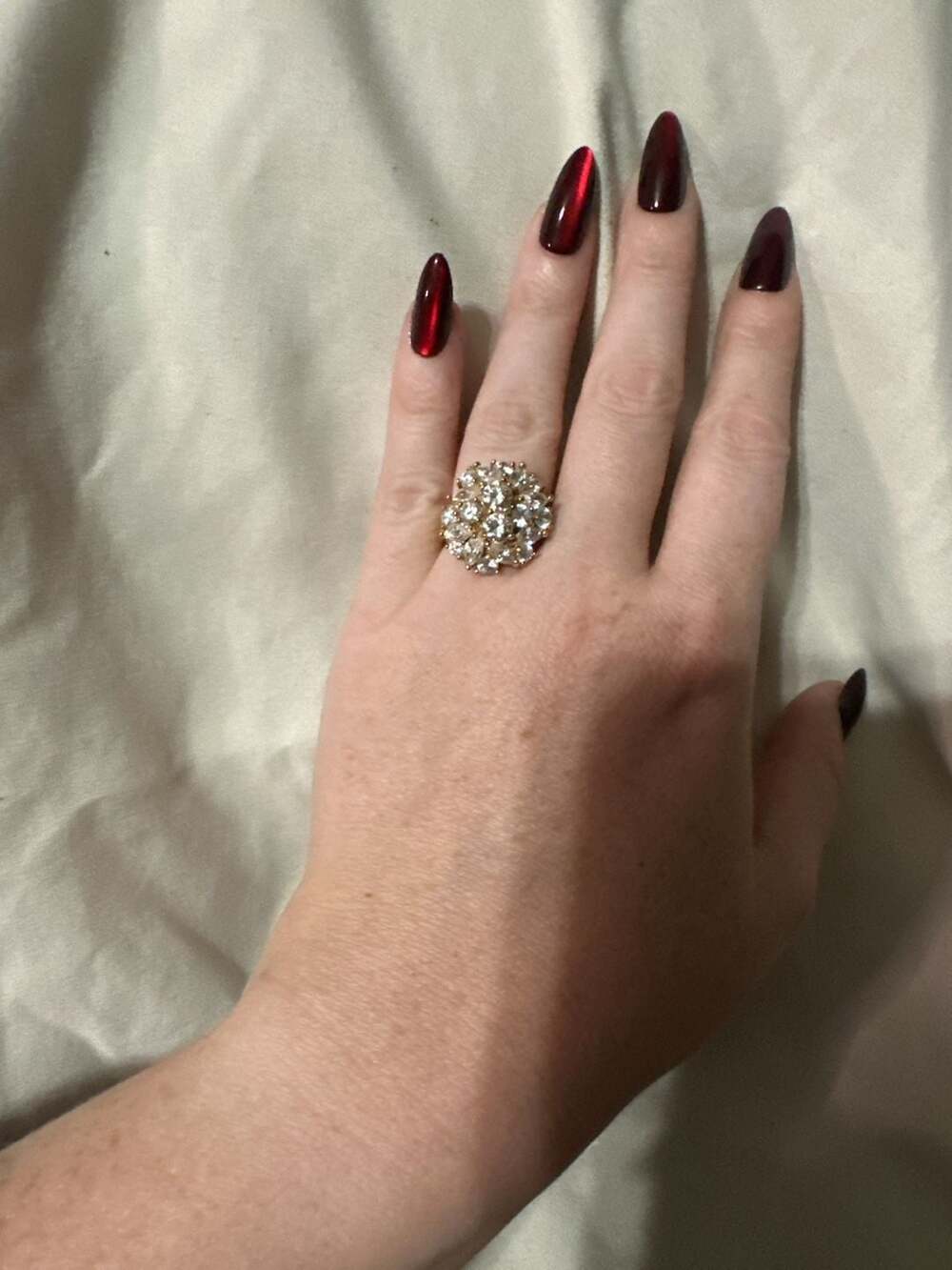 Gold Plated CZ Cluster Cocktail Ring 925